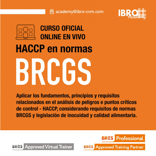 Curso online - en vivo| HACCP para normas BRCGS